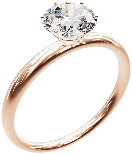 A diamond solitaire in rose gold