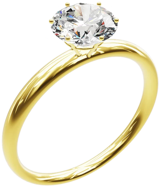 A diamond solitaire in yellow gold